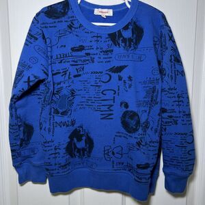 Catimini Boys Graphic Sweatshirt Size 7 Blue Black French Terry Street Art